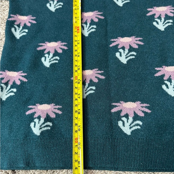 Compania Fantastica Jacquard Sweater Small Long Sleeve Daisy Floral turquoise - Picture 11 of 11